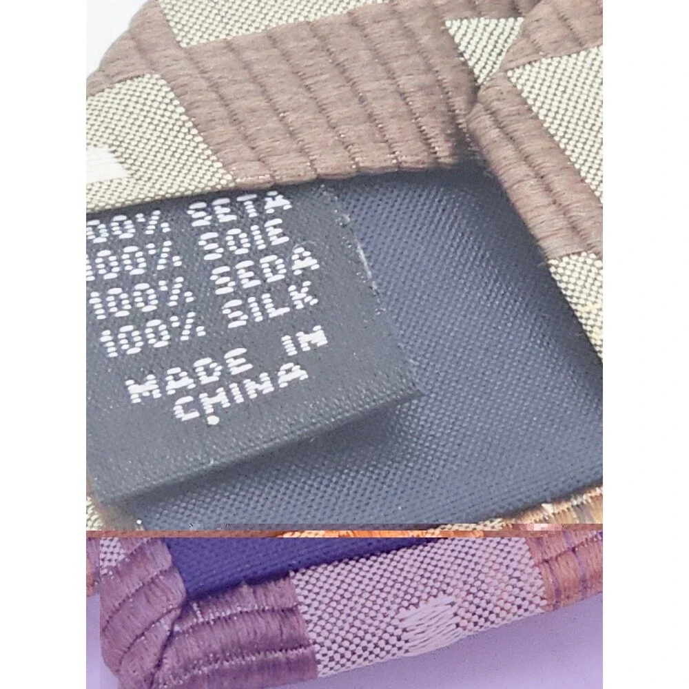 Hermoso New York Silk Necktie Art Deco Gold Brown Diamonds Foulard Striped